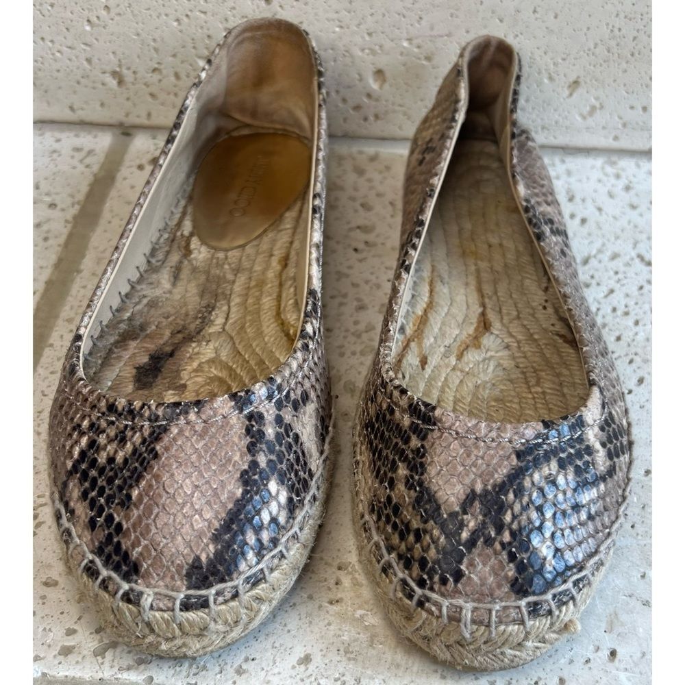 Jimmy Choo Women’s Snakeskin Espadrille Slip On Flats Size EU 37 1/2 US 7